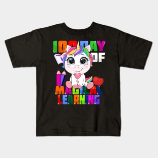 100 day of school magical learning unicorn tee Kids T-Shirt